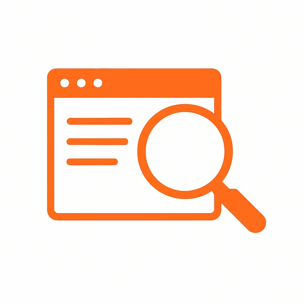 Magnifying glass hovering over website
