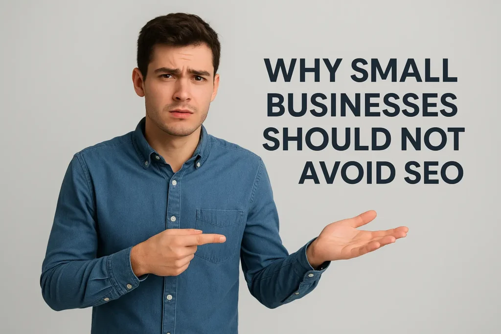 Man expressing why small business should not avoid seo